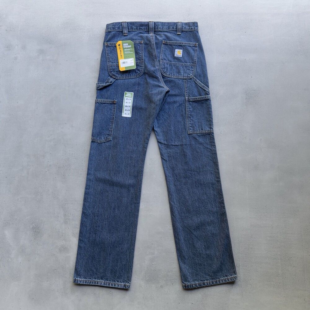 Carhartt BD4941 Loose Straight Carpenter Jeans 28x32 Blue Denim NWT Workwear